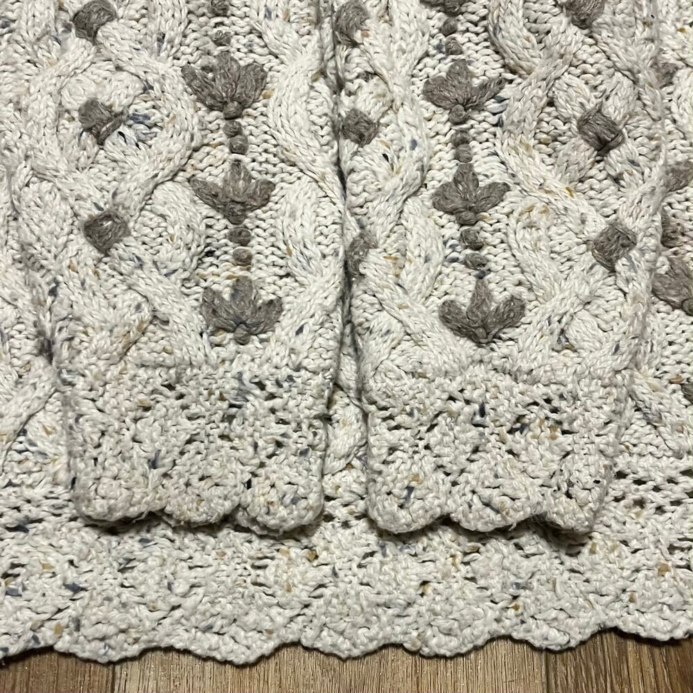 VTG Express Tricot Hand Knit Floral Sweater M Cream Angora Wool Grandma Cottage - Picture 4 of 7